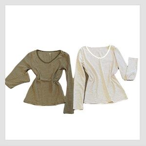 Set of 2 GAP Womens Striped Long Sleeve  Favorite T-Shirts Sz S #231C